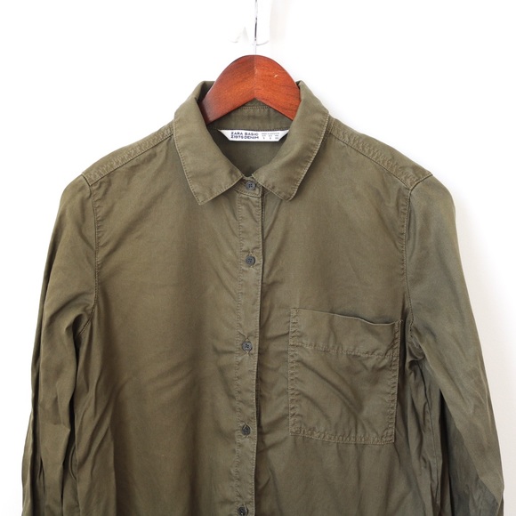 Zara Basic Olive Green Utility Dress - Picture 2 of 7